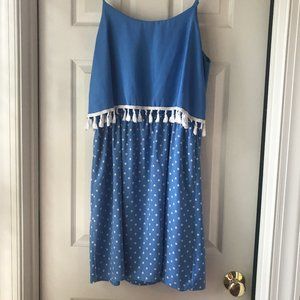 Light Blue and White Dress with Polka Dots